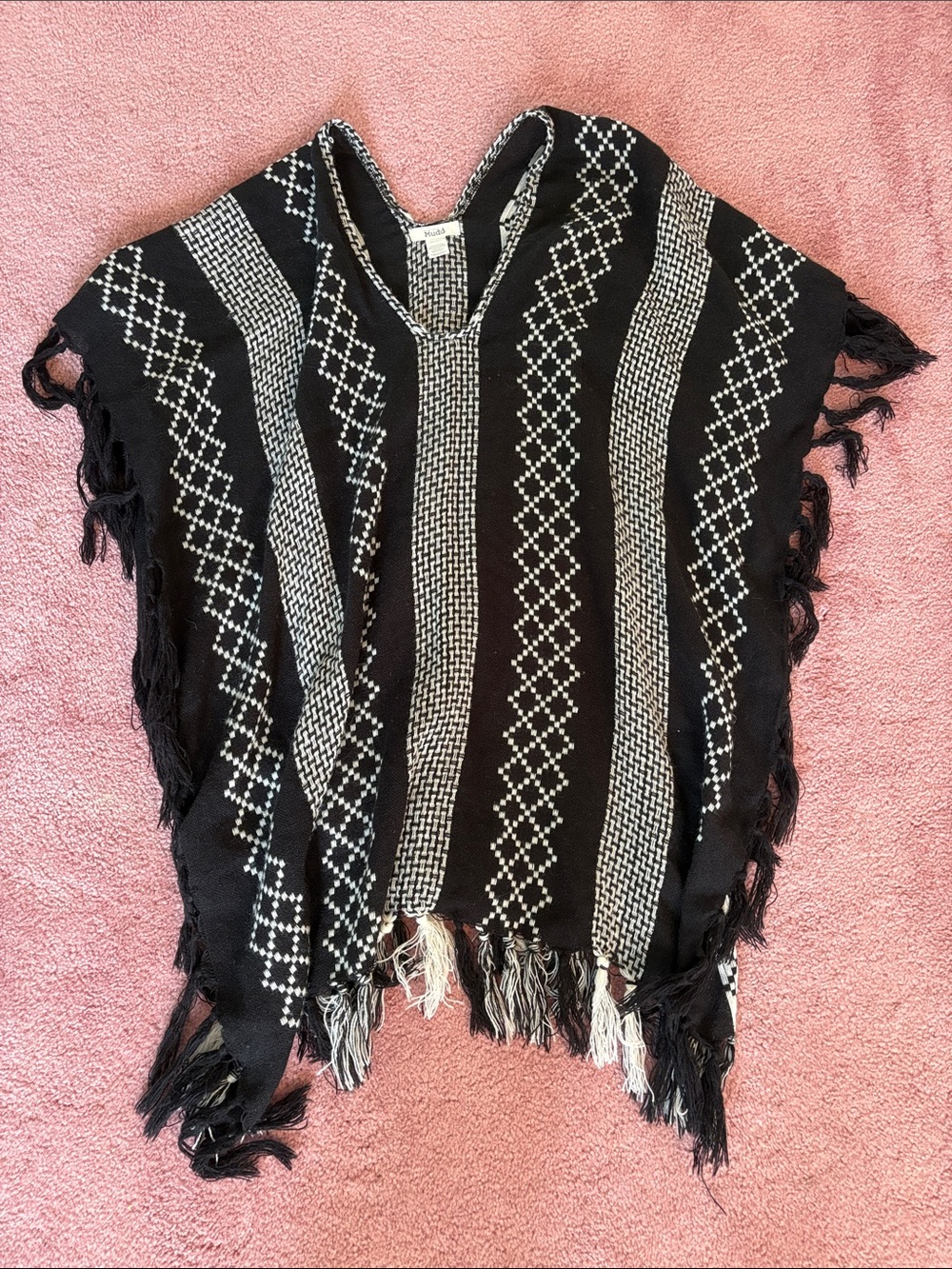Black and White Patterned Poncho